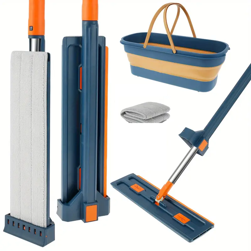 Mopa Plana SpinClean™ Auto - Exprimible 🌟 + Balde Plegable🪣 + 1 Repuesto de Regalo🎁