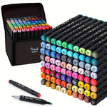 Set 80 Marcadores Doble Punta Con Estuche Plumones Artístico🔴🟠🟡🟢🔵⬛