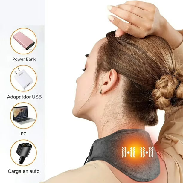 Masajeador 💆 Térmico De Cuello 2 en 1 (Vibración 📳 y Terapia Calor🌡️)