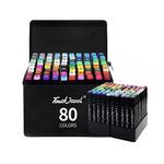 Set 80 Marcadores Doble Punta Con Estuche Plumones Artístico🔴🟠🟡🟢🔵⬛