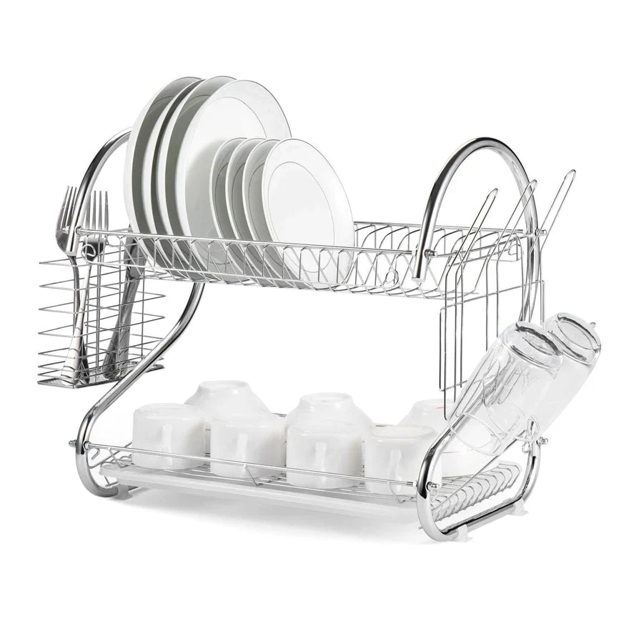 Escurridor De Platos 2 Niveles  de Acero Inoxidable Cromado