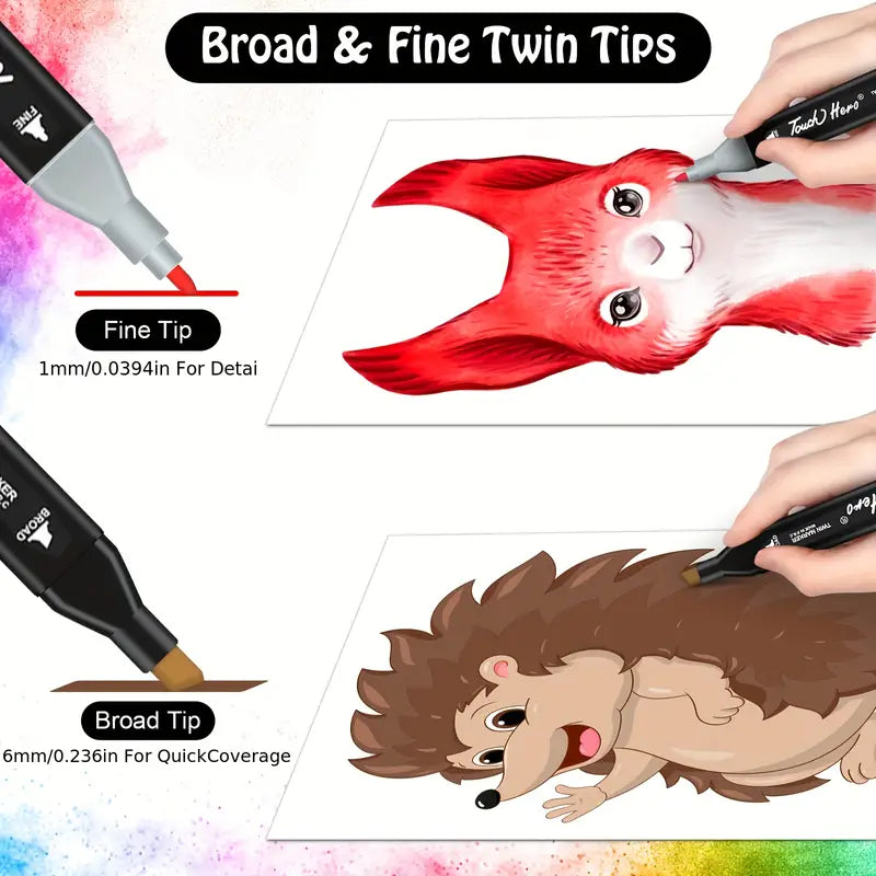 Set 80 Marcadores Doble Punta Con Estuche Plumones Artístico🔴🟠🟡🟢🔵⬛