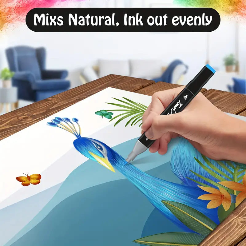 Set 80 Marcadores Doble Punta Con Estuche Plumones Artístico🔴🟠🟡🟢🔵⬛