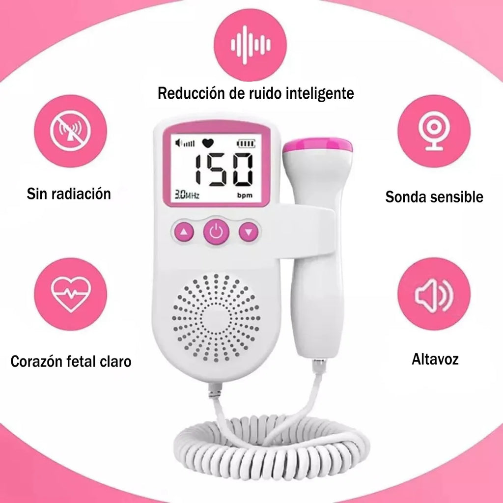 Doppler Fetal Digital 🖥️🔋 – Escucha el latido de tu bebé 👶 en casa 🏠