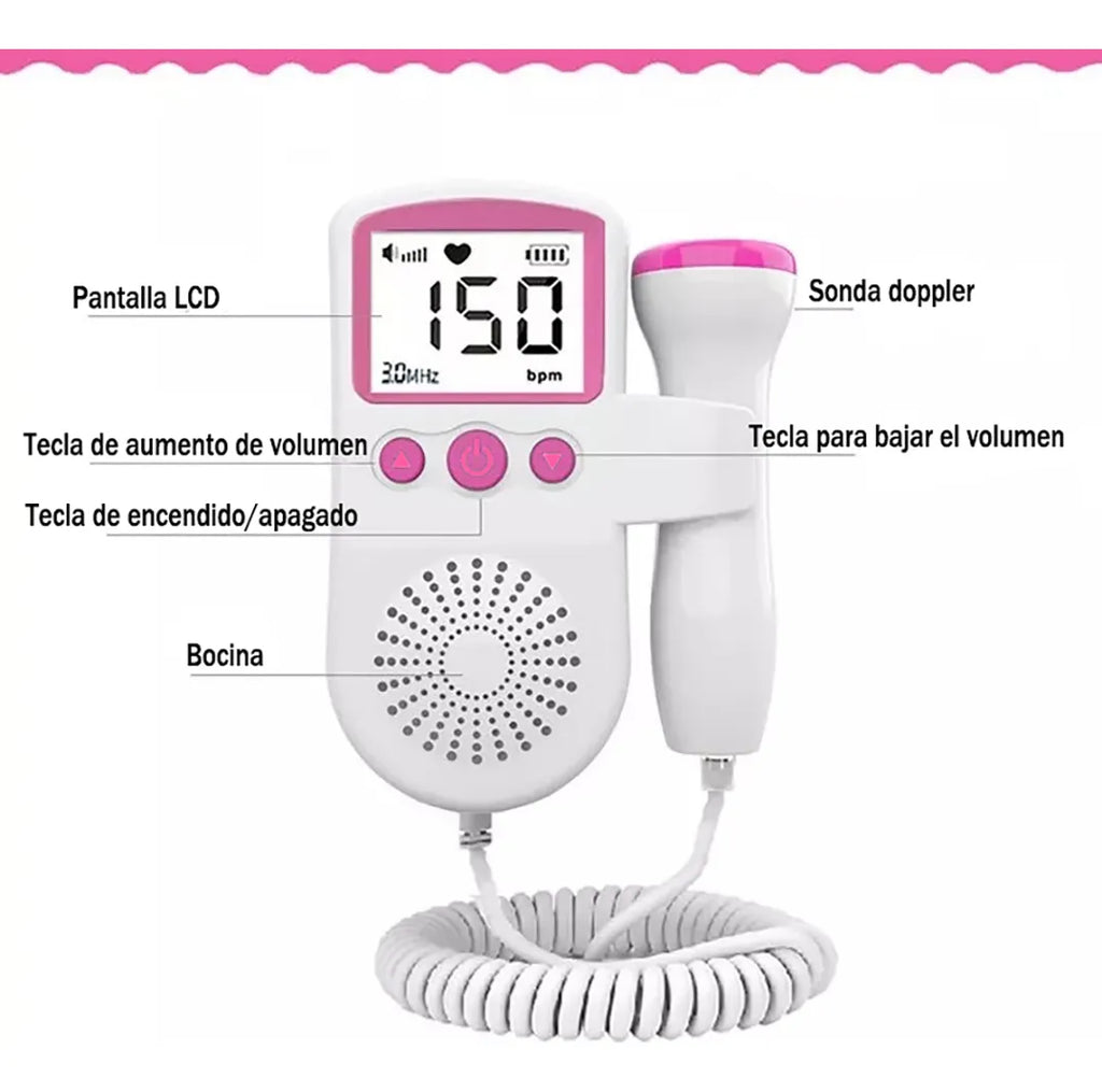 Doppler Fetal Digital 🖥️🔋 – Escucha el latido de tu bebé 👶 en casa 🏠