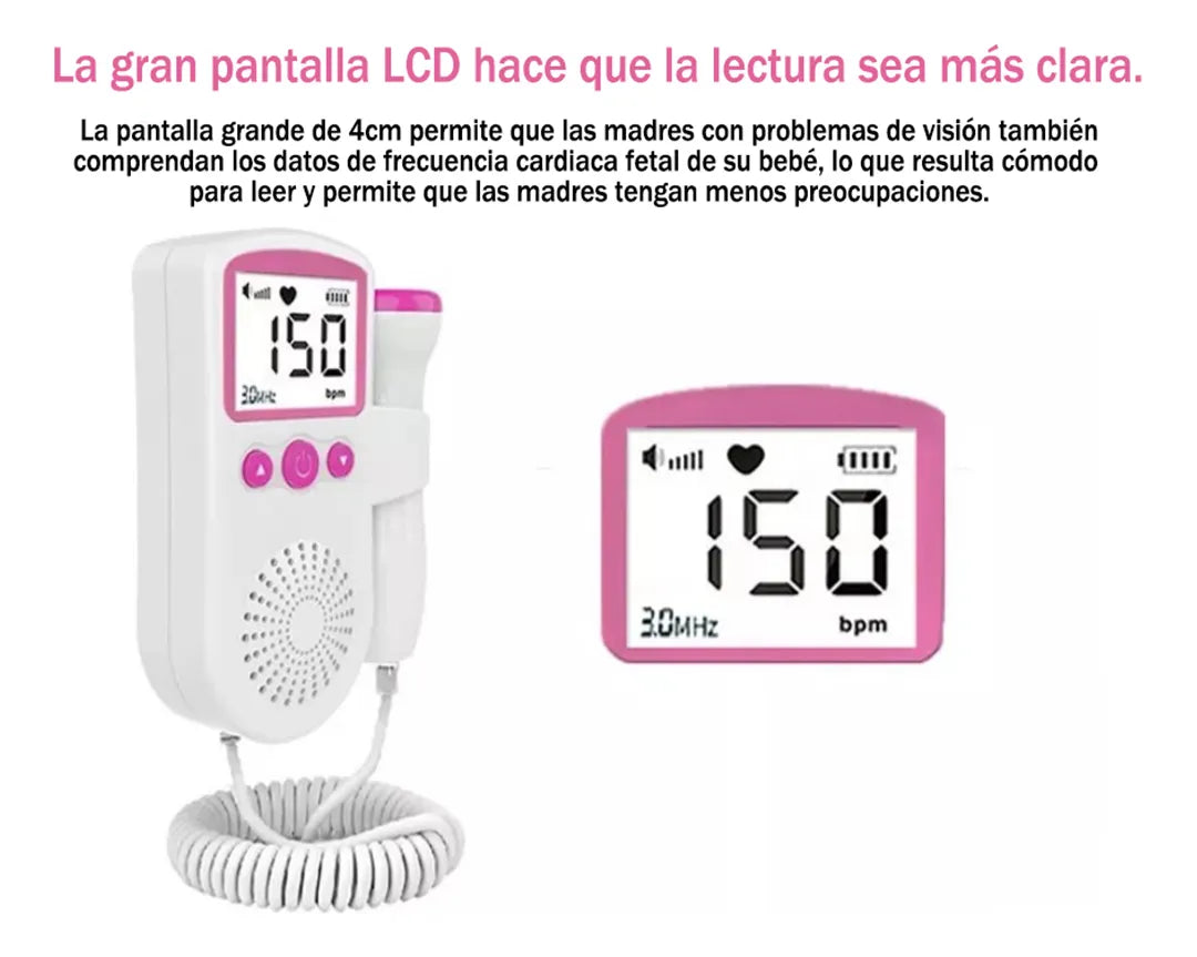 Doppler Fetal Digital 🖥️🔋 – Escucha el latido de tu bebé 👶 en casa 🏠