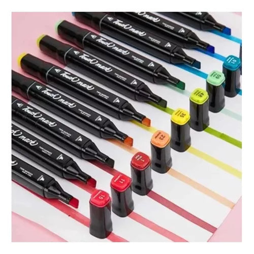 Set 80 Marcadores Doble Punta Con Estuche Plumones Artístico🔴🟠🟡🟢🔵⬛