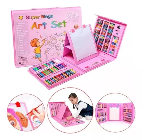 Set Kit Colores Juego Arte/Dibujo Creativo Infantil -208 Pcs 🔴🟢🔵🟡