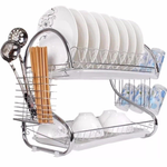 Escurridor De Platos 2 Niveles  de Acero Inoxidable Cromado