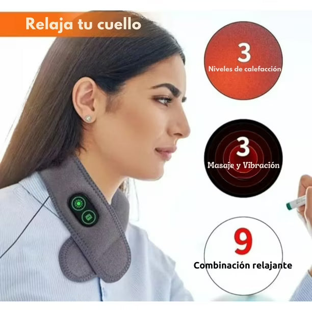 Masajeador 💆 Térmico De Cuello 2 en 1 (Vibración 📳 y Terapia Calor🌡️)