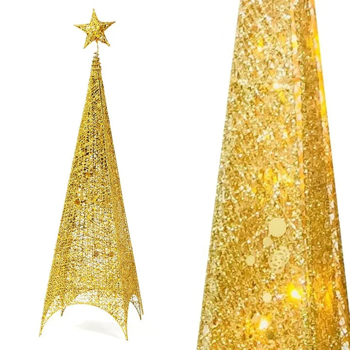 Árbol Pino Navidad 🎄Glitter Triangular Con Luces LED🎅