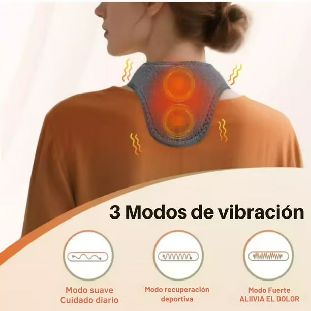 Masajeador 💆 Térmico De Cuello 2 en 1 (Vibración 📳 y Terapia Calor🌡️)