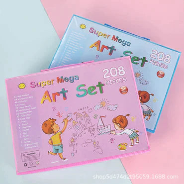 Set Kit Colores Juego Arte/Dibujo Creativo Infantil -208 Pcs 🔴🟢🔵🟡