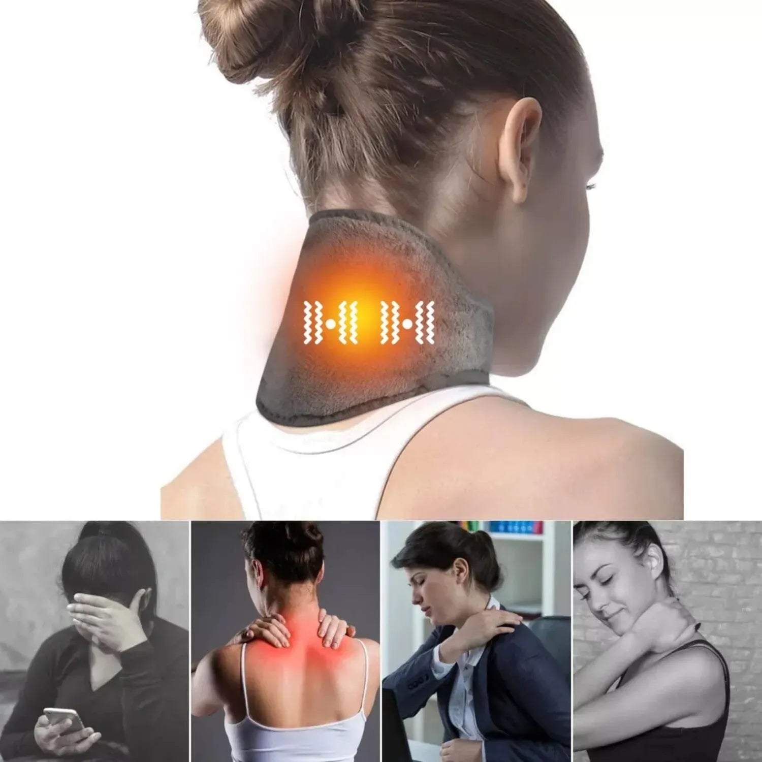 Masajeador 💆 Térmico De Cuello 2 en 1 (Vibración 📳 y Terapia Calor🌡️)